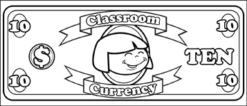 Classroom Currency $10 to color
