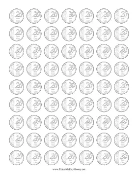 20 Euro Cent Coin Outline