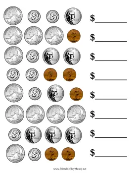 Mixed Coin Value Worksheet