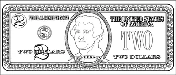 Two Dollar Bill to color